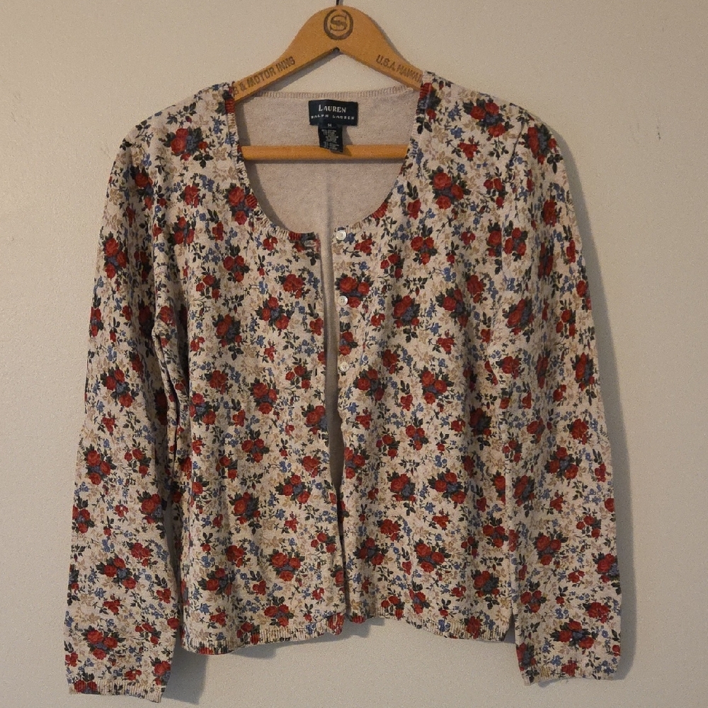 Lauren Ralph Lauren Floral Cardigan And Tank Top